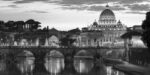 Night View of St. Peter's Cathedral, Rome (B&W)