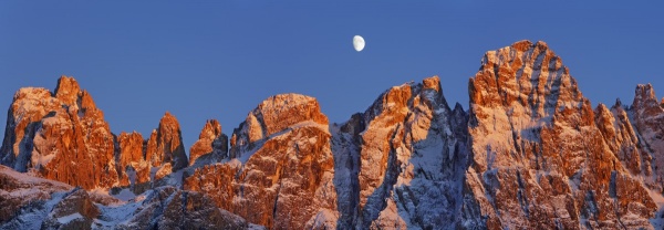 Pale di San Martino and Moon, Italy