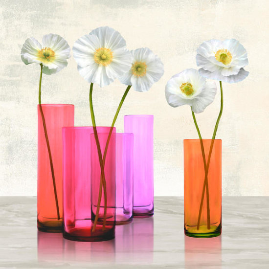 Poppies in Crystal Vases (Purple I)