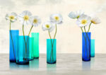 Poppies in Crystal Vases (Aqua Palette)