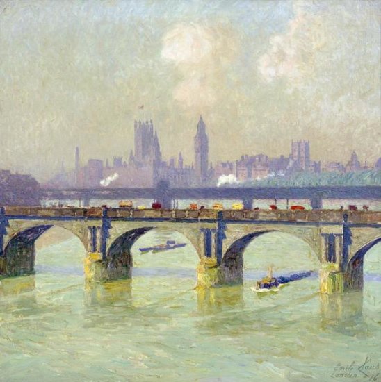 Waterloo Bridge and Hungerford Bridge with the Houses of Parliament Beyond
