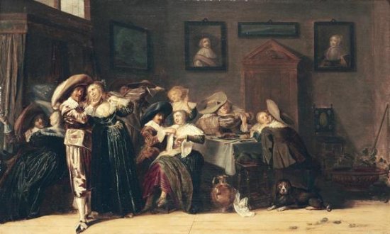 An Elegant Company Carousing in an Interior