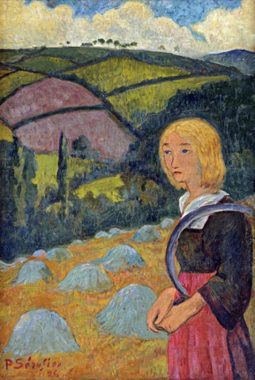 Young Breton Girl and Haystacks