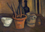 Still Life of Paintbrushes In a Flowerpot