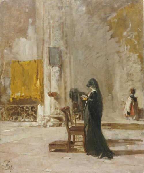 A Lady Praying in Church