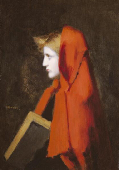 A Woman In Profile Holding a Book