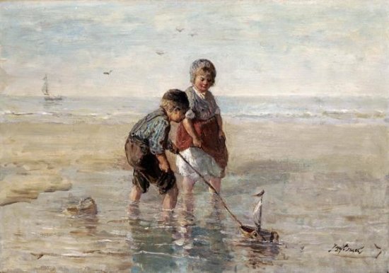 Children Playing By the Seaside