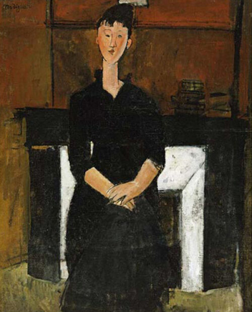 Woman Sitting By a Fireplace