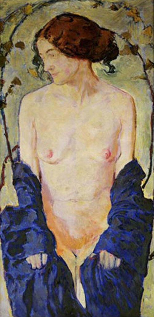 Standing Nude With Blue Robe