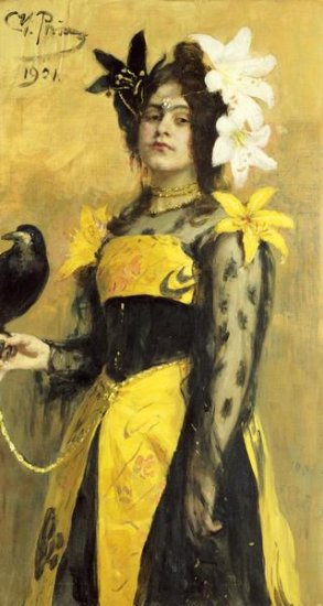 Portrait of a Lady In a Yellow and Black Gown 1901