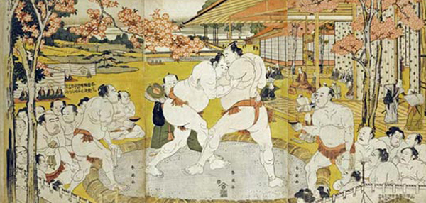 A Triptych of a Wrestling Bout