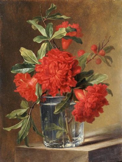 Red Carnations and a Sprig of Berries