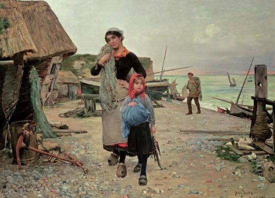 Fisherfolk Returning With Their Nets