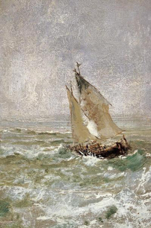 A Sailing Boat in a Choppy Sea