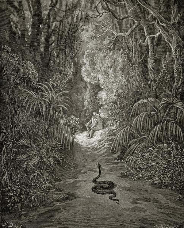 Satan As A Serpent, Enters Paradise In Search Of Eve (from Milton's 