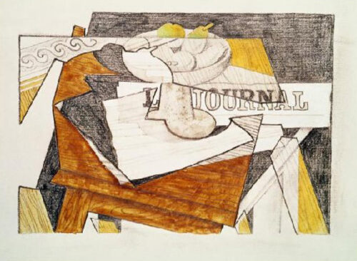 Still Life With a Newspaper and a Wooden Table
