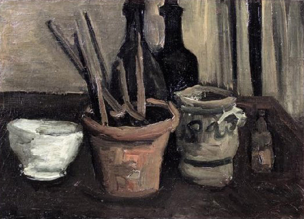 Still Life with Paintbrushes in a Pot