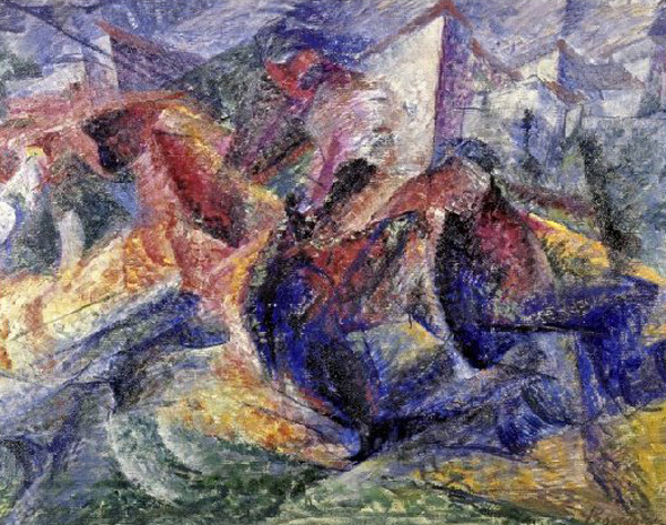 Horse, Horseman and Buildings