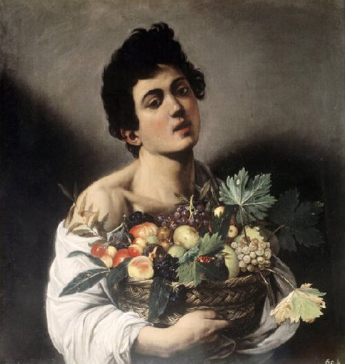 Young Boy with Basketful of Fruit