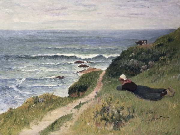 Young Breton Girl Stretching Out on the Cliffs, Toulhors