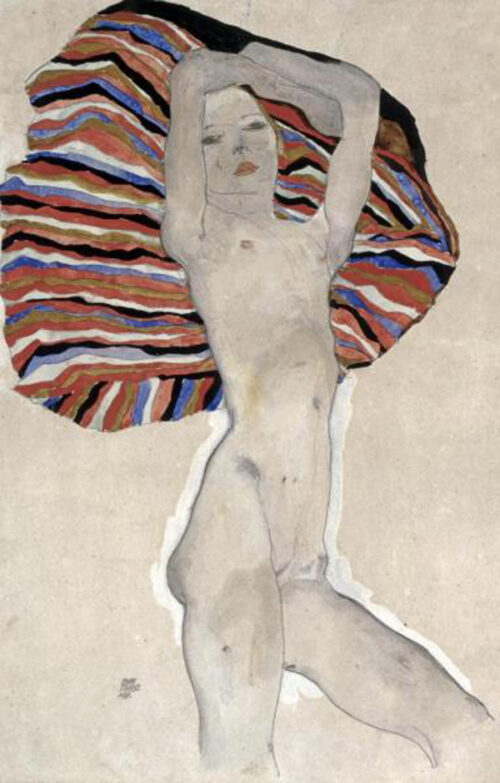 Madchenakt Gegen Farbiges Tuch, 1911