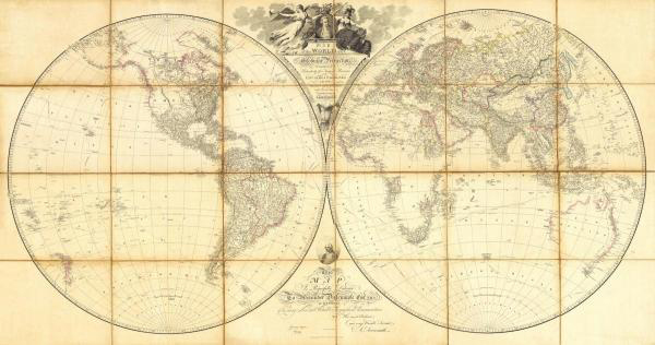 Map of the World, Researches of Captain Cook, 1808