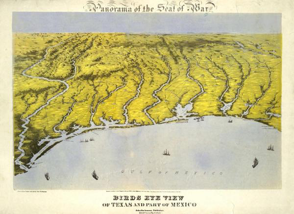 Panorama of the Seat of War - Texas and Part of Mexico, 1861