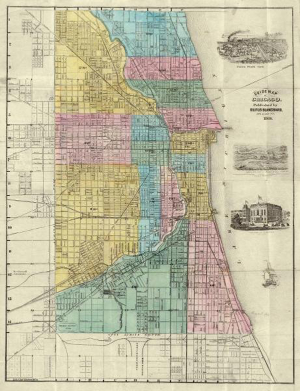 Guide Map of Chicago, 1869