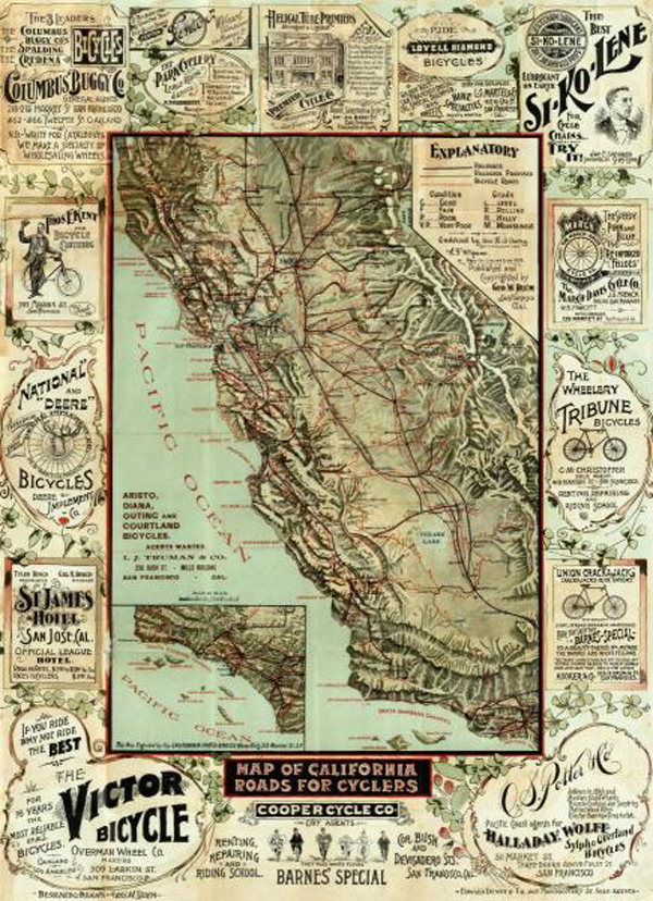 Map of California Roads for Cyclers, 1896