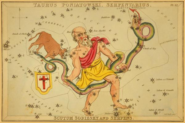 Taurus Poniatowski, Serpentarius, Scutum Sobiesky, and Serpens, 1825