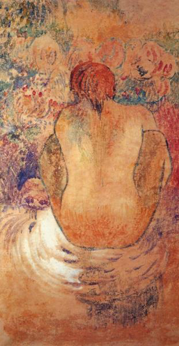 Crouching Marquesain Woman Seen From The Back