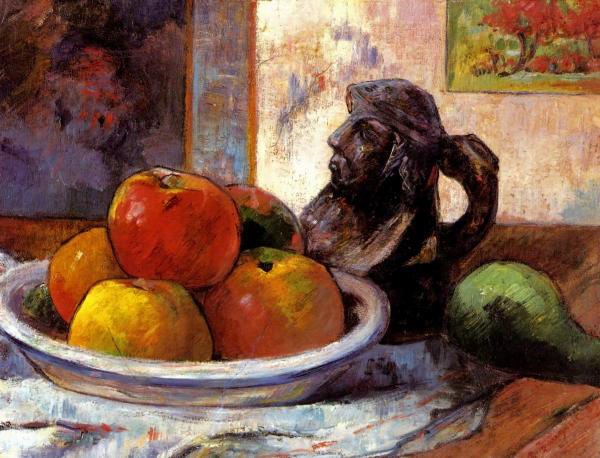 Still Life with Apples, Pear and Ceramic Statuette