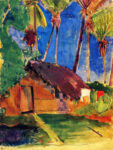 Thatched Hut Under Palm Trees