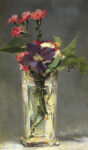 Pinks and Clematis in a Crystal Vase