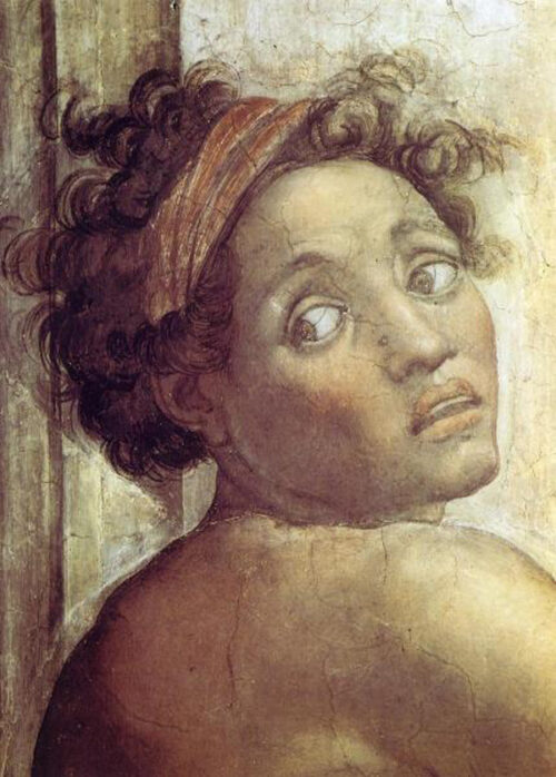 Nude Figure Next To The Scene Of Noahs Sacrifice -  Detail, 1509
