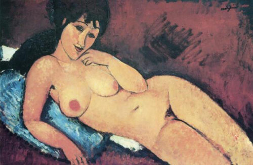 Reclining Nude Raised on Right Arm