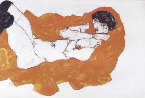 Reclining Female Nude on Red Drape