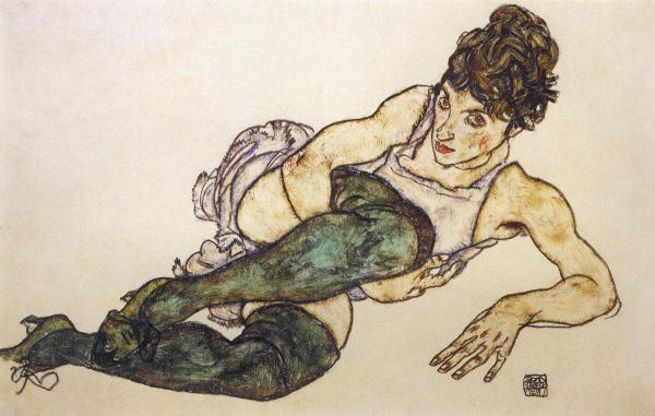 Reclining Woman with Green Stockings