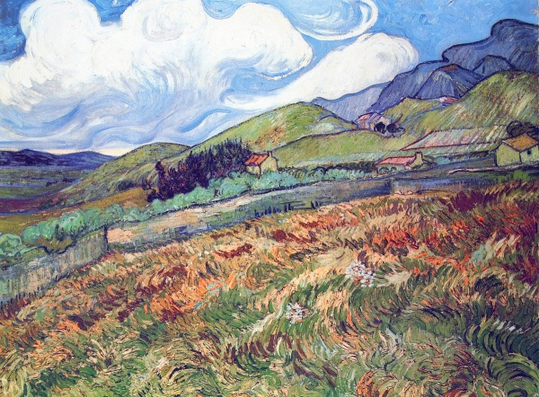 Oat Field with Mountains