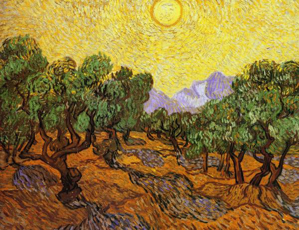 Olive Trees with Yellow Sky and Sun, 1889