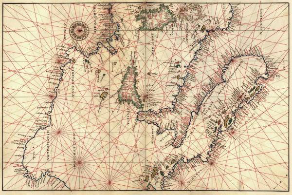 Portolan Map of Italy, Sicily, North Africa & the Mediterranean