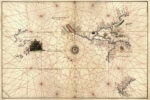 Portolan Map of the Western Hemisphere showing what will become the United States, Panama & a portion of South America
