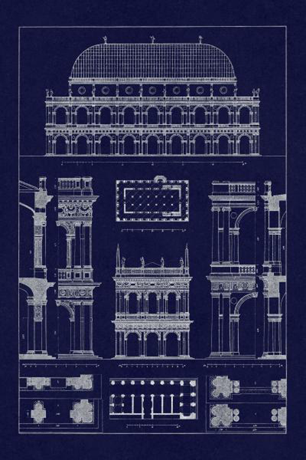 Basilica at Vicenza and Library of St. Marks at Venice - Blueprint