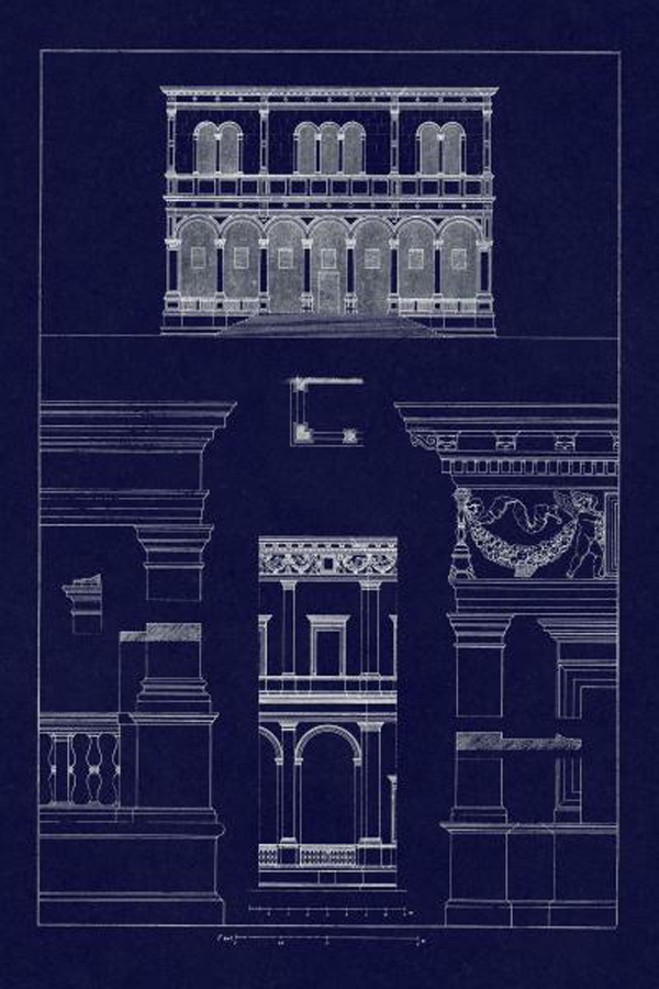 Palazzo del Consiglio at Padua, Villa Farnesia - Blueprint