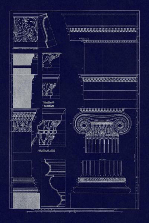 Details from the North Portico of the Erechtheum - Blueprint