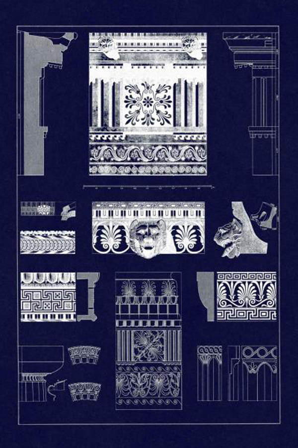 Entablatures, Terracottas and Cymas - Blueprint