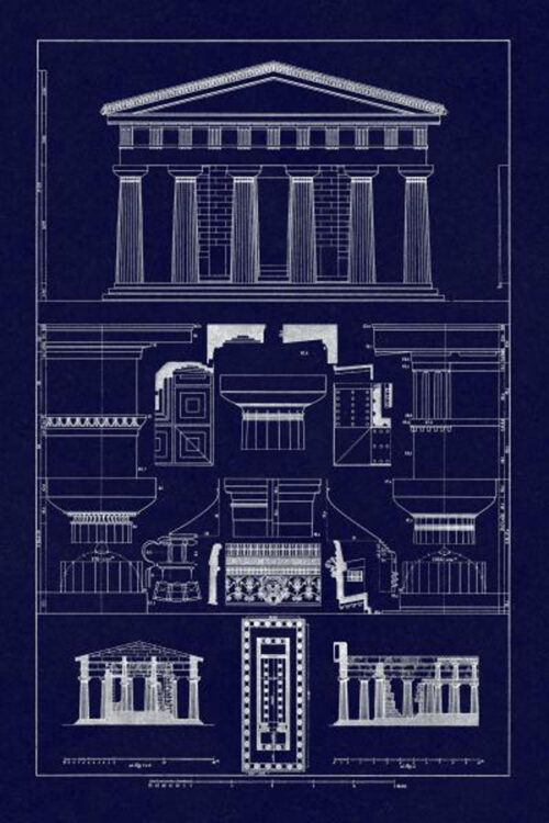 Temple of Poseidon at Paestum - Blueprint