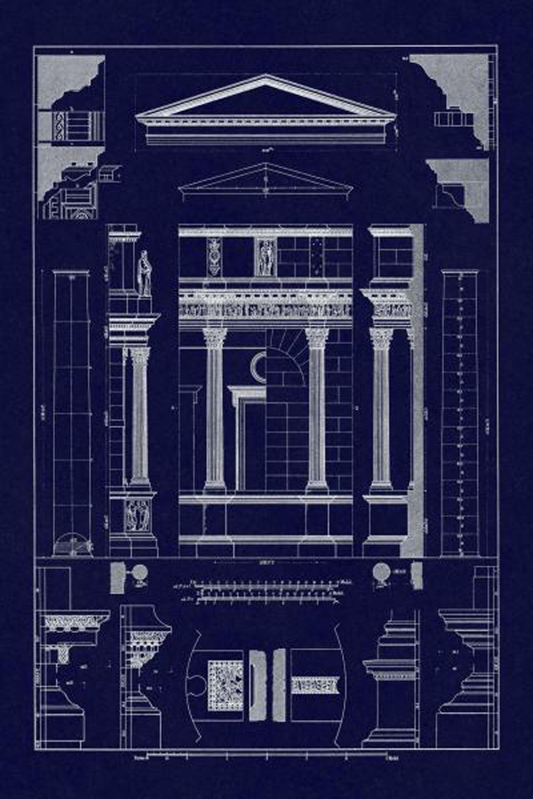 Pediment of Temple at Assisi - Blueprint