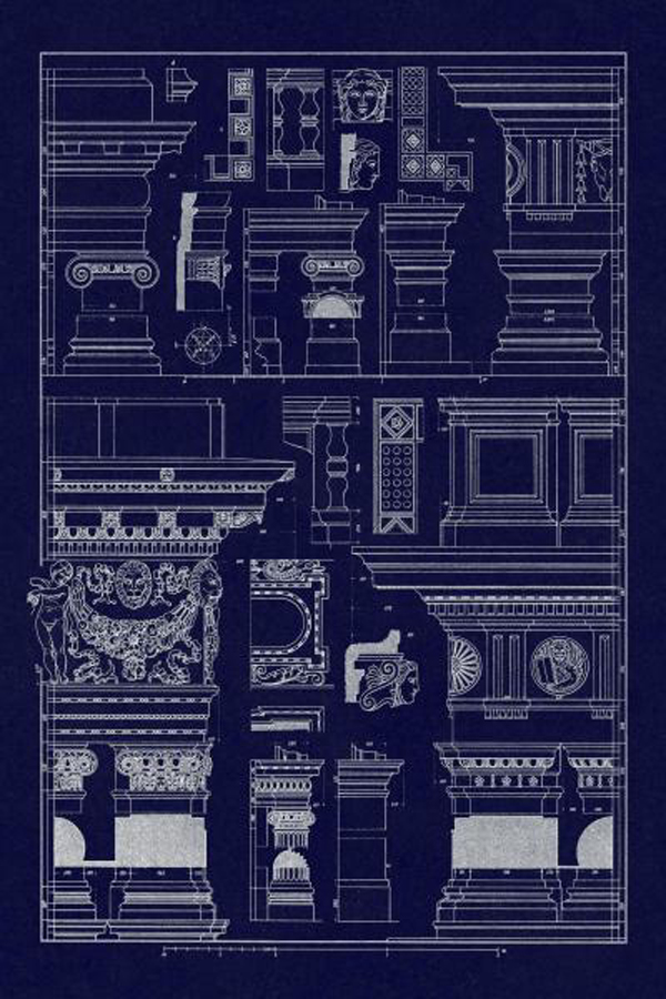Details of Basilica at Vicenza and Library at Venice - Blueprint