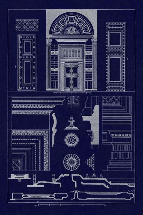 Doorway of the Pantheon at Rome - Blueprint